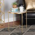 Baxton Studio Maddock Modern & Contemporary Gold Finished Metal End Table with Marble Tabletop 206-12120